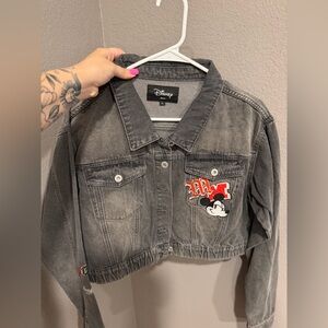 Disney Washed Black Denim Jacket with Logo Tag